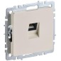 Розетка компьютерная СП RJ45 кат.6 BRITE РК11-БрКр механизм беж. IEK BR-K10-2-K10