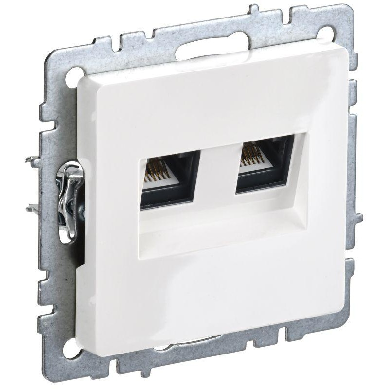 Розетка компьютерная двойная СП RJ45 кат.5E BRITE РК10-2-БрБ механизм бел. IEK BR-K20-1-K01 Розетка компьютерная двойная СП RJ45 кат.5E BRITE РК10-2-БрБ механизм бел. IEK BR-K20-1-K01