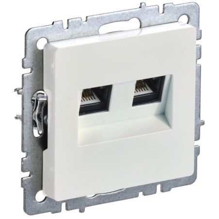 Розетка двойная СП BRITE RJ11+RJ45 кат.5E РК/Т12-БрЖ механизм жемчуж. IEK BR-KT20-O-1-K36