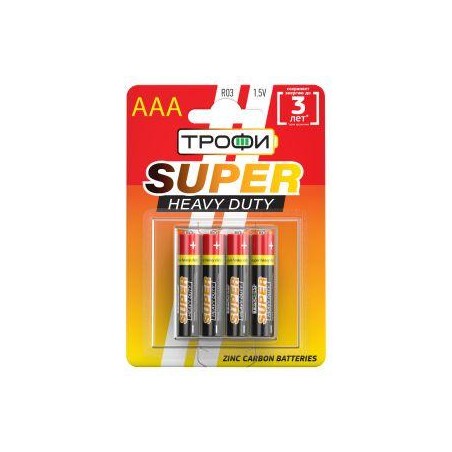 Элемент питания солевой AAA/R03 R03-4BL (блист.4шт) Трофи C0033712