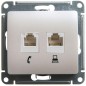 Розетка компьютерная + телефонная 2-м СП Glossa RJ45 + RJ11 кат.5E механизм перламутр SE GSL000685 Розетка компьютерная + телефонная 2-м СП Glossa RJ45 + RJ11 кат.5E механизм перламутр SE GSL000685