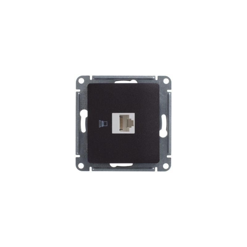 Розетка компьютерная 1-м Glossa RJ45 кат.5E механизм шоколад SE GSL000881K