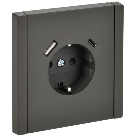 Розетка FORTE@PIANO FP347 16А USB A+C 18Вт с заземл. защ. штроки винт. крепл. сер. IEK FP-R14-16-U22-018-K03