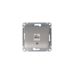 Розетка компьютерная 1-м Glossa RJ45 кат.5E механизм платина SE GSL001281K