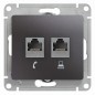 Розетка компьютерная + телефонная 2-м Glossa RJ45 + RJ11 кат.5E механизм графит SE GSL001385 Розетка компьютерная + телефонная 2-м Glossa RJ45 + RJ11 кат.5E механизм графит SE GSL001385