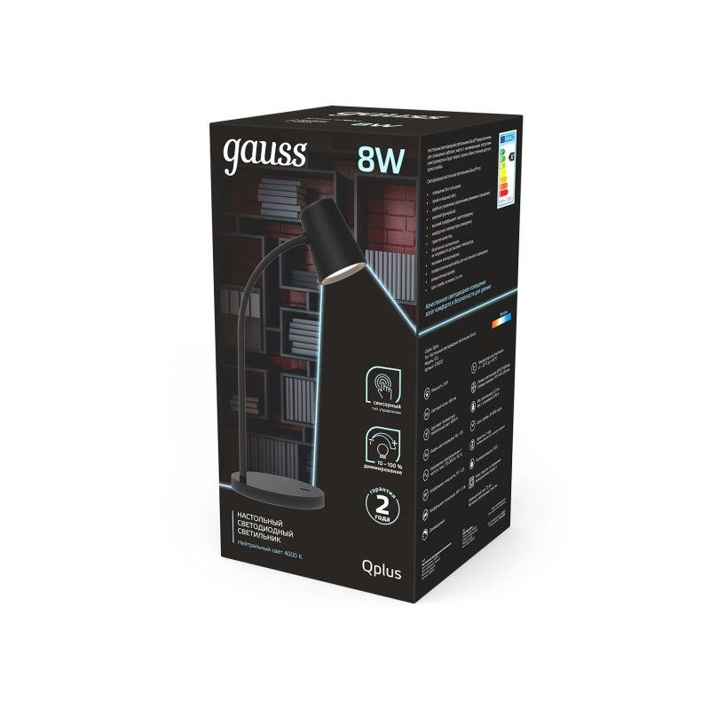 Светильник светодиодный настольный Qplus 8Вт 4000К 600лм 5В диммир. черн. GAUSS GT6032