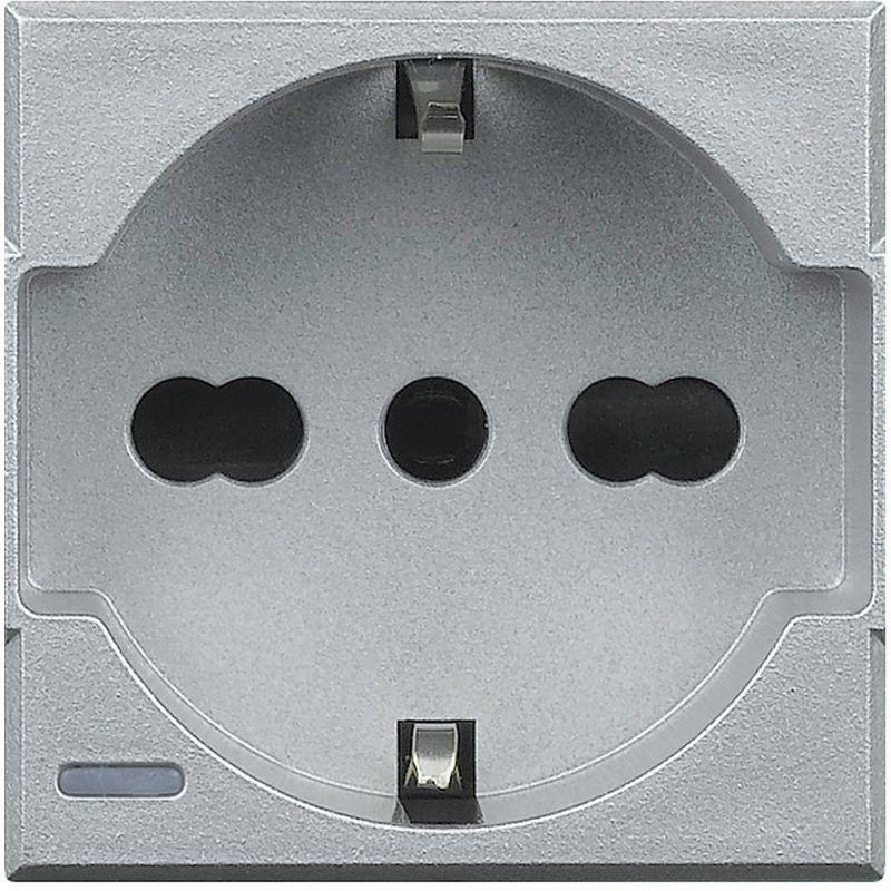 Розетка 1-м СП 2мод. Axolute 16А IP20 2P+E с заземл. немецк. стандарт алюм. Leg BTC HC4140/16 Розетка 1-м СП 2мод. Axolute 16А IP20 2P+E с заземл. немецк. стандарт алюм. Leg BTC HC4140/16