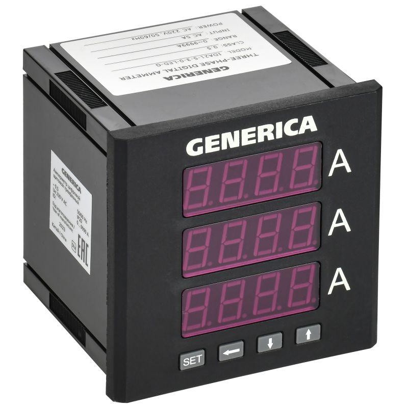 Амперметр цифровой щитовой 3ф 96х96 LED GENERICA IDA21-5-3-0-LED-G