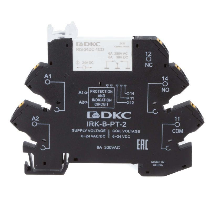 Реле интерфейсное 1CO ком. ток 6А AgSnO2 напряжение 24В AC/DC push-in клеммы DKC IRK-24UC-1CO-PT Реле интерфейсное 1CO ком. ток 6А AgSnO2 напряжение 24В AC/DC push-in клеммы DKC IRK-24UC-1CO-PT