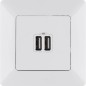 Розетка USB 2-м Valena Life 240В/5В 2400мА с лицев. панелью механизм бел. Leg 753412