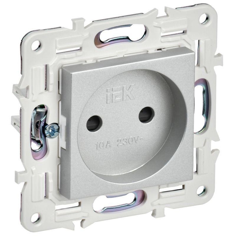 Розетка SKANDY 10А без заземл. защ. штроки SK-R01S серебр. IEK SK-R13-10-K23