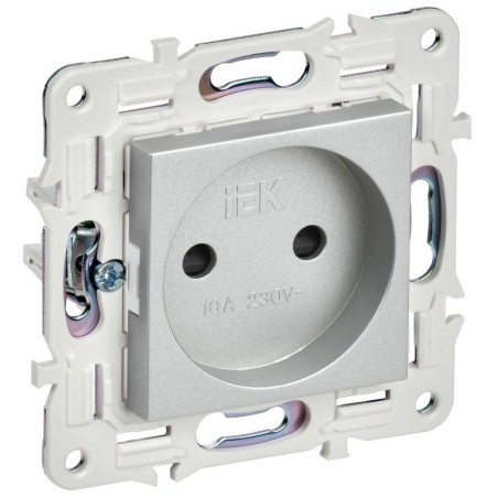 Розетка SKANDY 10А без заземл. защ. штроки SK-R01S серебр. IEK SK-R13-10-K23