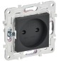 Розетка SKANDY 10А без заземл. защ. штроки SK-R01G графит IEK SK-R13-10-K53