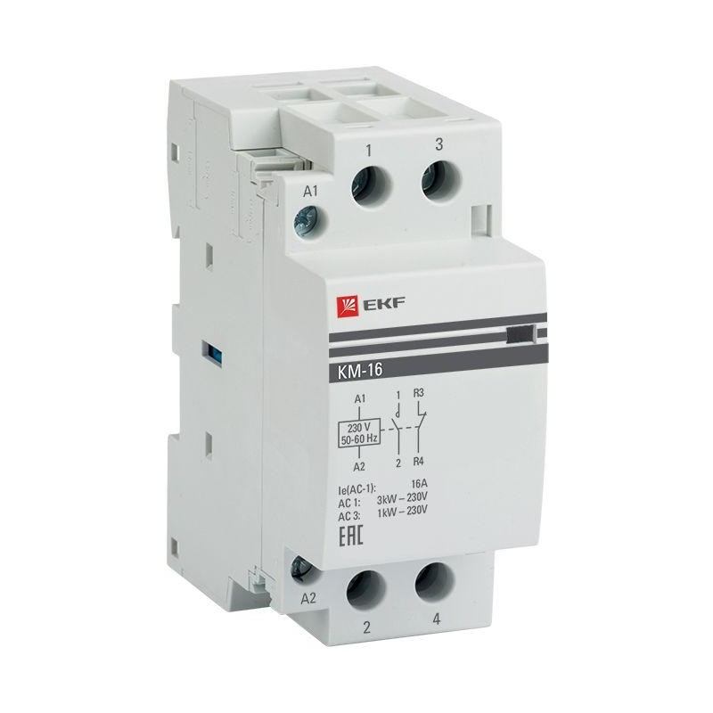 Контактор модульный КМ 16А NО+NC (2 мод.) EKF km-2-16-11 Контактор модульный КМ 16А NО+NC (2 мод.) EKF km-2-16-11