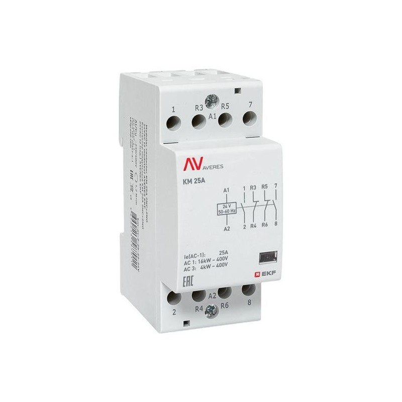 Контактор модульный КМ 25А 2NC+2NO 24В AC (2 мод.) AVERES EKF km-av-2-25-22-24V