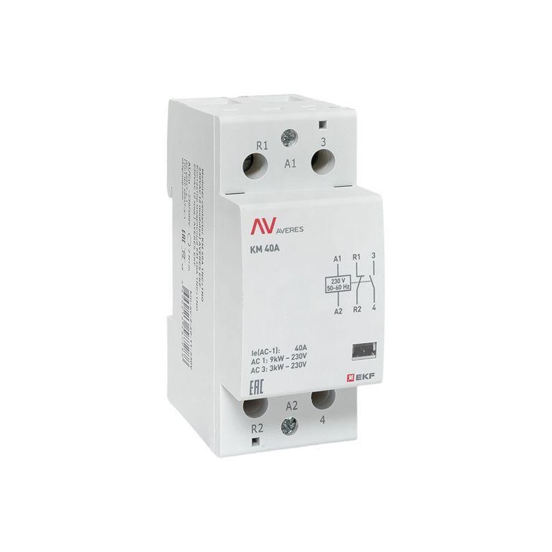 Контактор модульный КМ 40А 1NC+1NO 230В AC (2 мод.) AVERES EKF km-av-2-40-11-230V