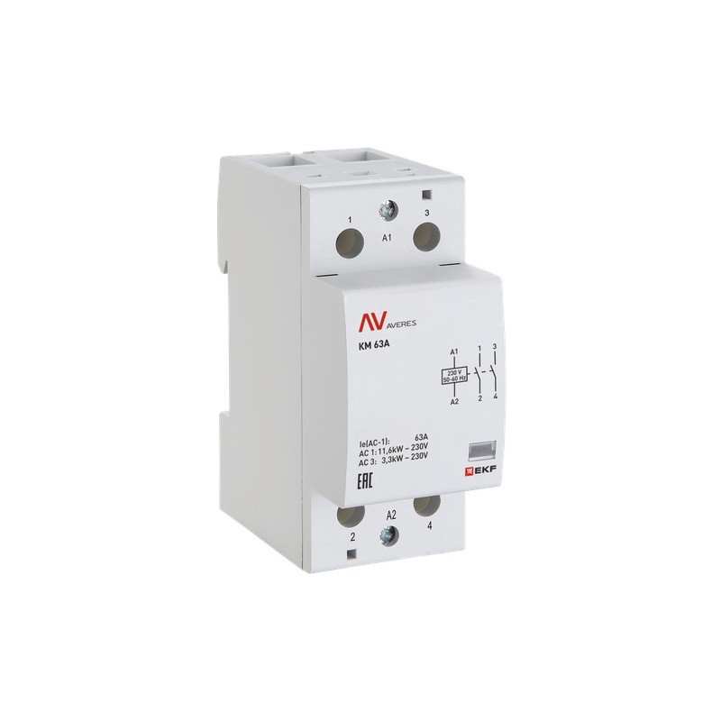 Контактор модульный КМ 63А 2NC 24В AC (2 мод.) AVERES EKF km-av-2-63-02-24V
