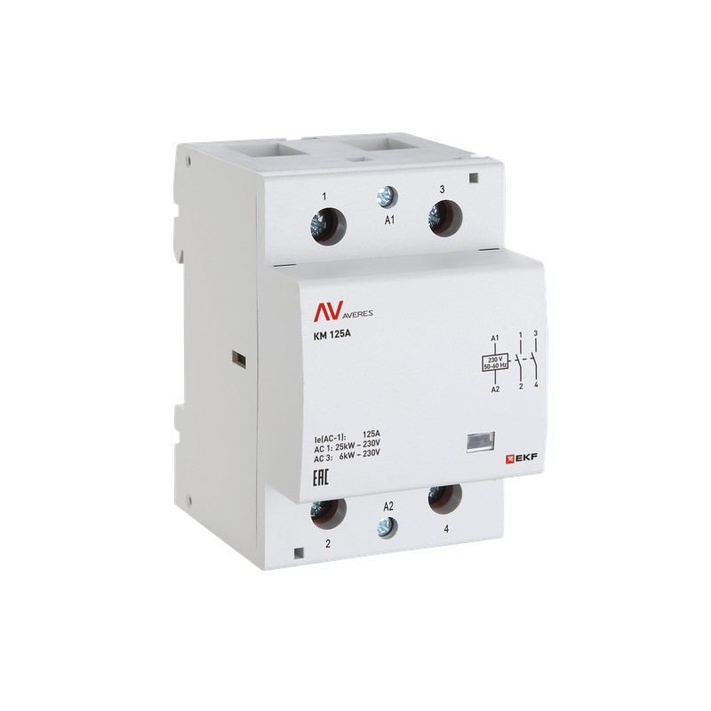 Контактор модульный КМ 40А 2NO+2NC 24В AC (3 мод.) AVERES EKF km-av-3-40-22-24V