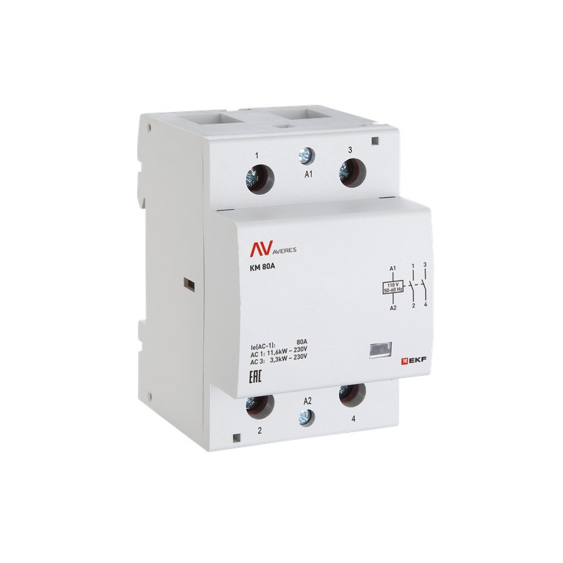 Контактор модульный КМ 63А 4NO 110В AC (3 мод.) AVERES EKF km-av-3-63-40-110V