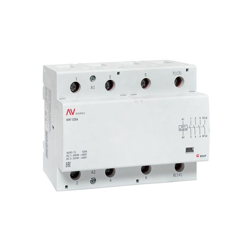 Контактор модульный КМ 100А 4NO 230В AC (6 мод.) AVERES EKF km-av-6-100-40-230V