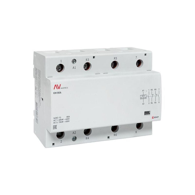 Контактор модульный КМ 80А 2NO+2NC 230В AC (6 мод.) AVERES EKF km-av-6-80-22-230V