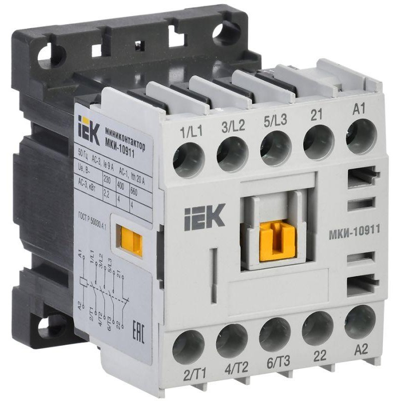 Миниконтактор МКИ-10911 9А 110В/АС3 1Н3 IEK KMM11-009-110-01 Миниконтактор МКИ-10911 9А 110В/АС3 1Н3 IEK KMM11-009-110-01