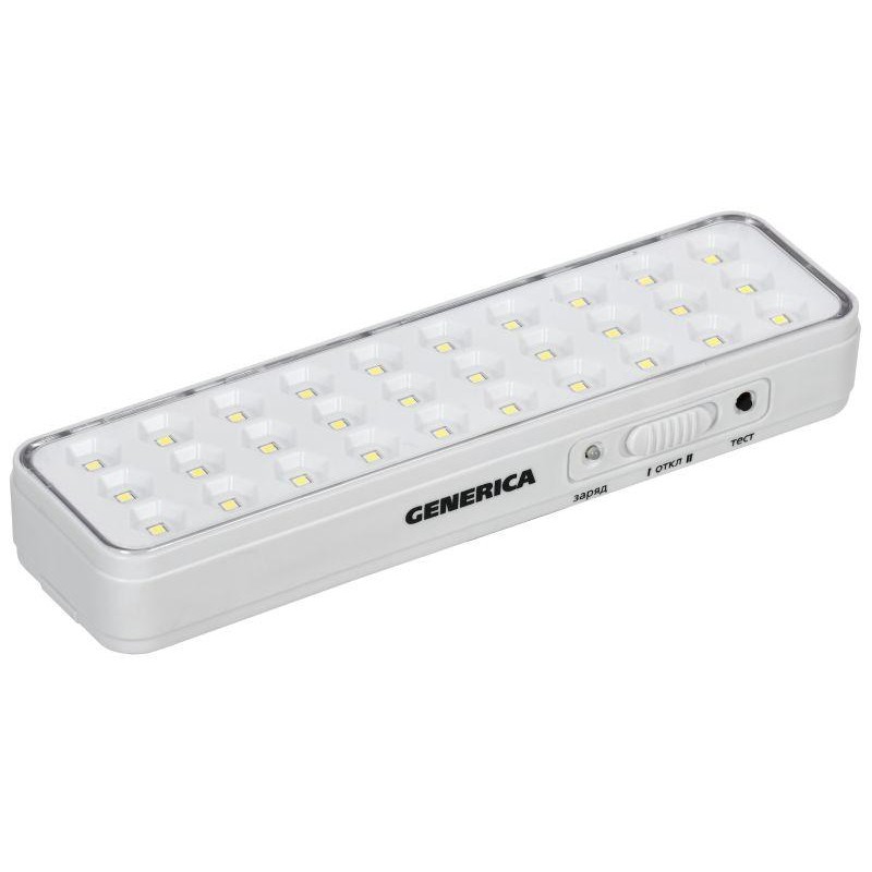 Светильник светодиодный аккумуляторный ДБА 1030 непостоян. действия 30LED 5ч 3Вт GENERICA LDBA0-1030-5-01-K01-G Светильник светодиодный аккумуляторный ДБА 1030 непостоян. действия 30LED 5ч 3Вт GENERICA LDBA0-1030-5-01-K01-G