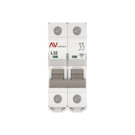 Выключатель автоматический модульный 2п L 32А 10кА AV-10 AVERES EKF mcb10-2-32L-av