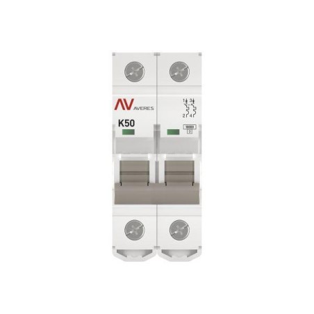Выключатель автоматический модульный 2п K 50А 10кА AV-10 AVERES EKF mcb10-2-50K-av