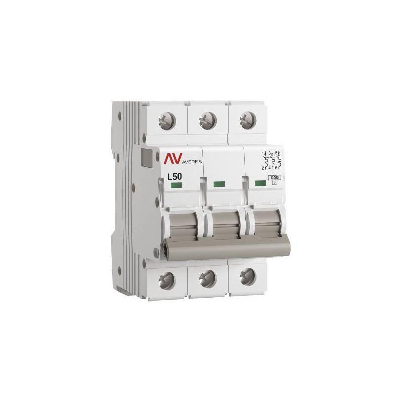 Выключатель автоматический модульный 3п L 50А 10кА AV-10 AVERES EKF mcb10-3-50L-av