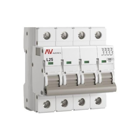 Выключатель автоматический модульный 4п L 25А 10кА AV-10 AVERES EKF mcb10-4-25L-av