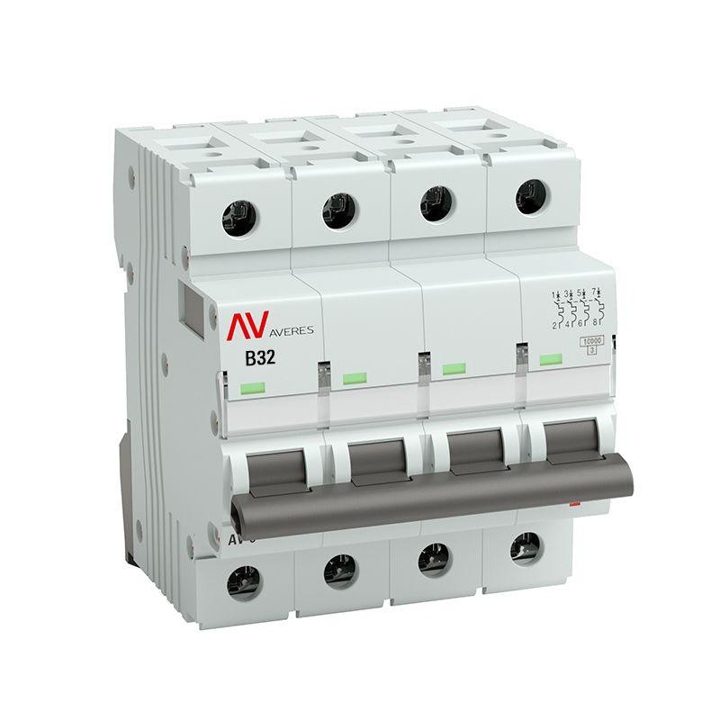 Выключатель автоматический модульный 4п B 32А 10кА AV-10 AVERES EKF mcb10-4-32B-av Выключатель автоматический модульный 4п B 32А 10кА AV-10 AVERES EKF mcb10-4-32B-av
