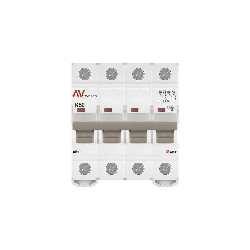 Выключатель автоматический модульный 4п K 50А 10кА AV-10 AVERES EKF mcb10-4-50K-av Выключатель автоматический модульный 4п K 50А 10кА AV-10 AVERES EKF mcb10-4-50K-av