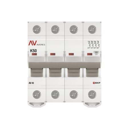 Выключатель автоматический модульный 4п K 50А 10кА AV-10 AVERES EKF mcb10-4-50K-av