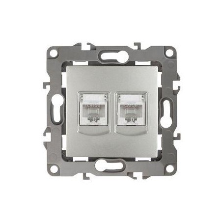 Розетка компьютерная 2-м Эра12 RJ45 12-3108-03 алюм. Эра Б0014731