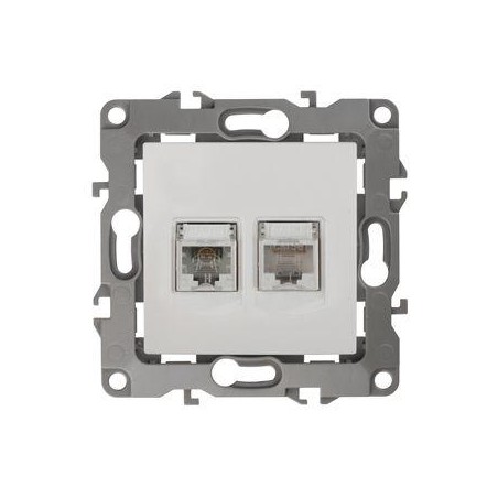 Розетка компьютерная + телефонная 2-м Эра12 12-3109-02 RJ45 + RJ11 IP20 сл. кость Эра Б0018249