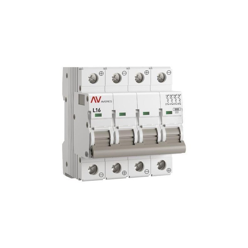 Выключатель автоматический модульный 4п L 16А 10кА AV-10 DC AVERES EKF mcb10-DC-4-16L-av