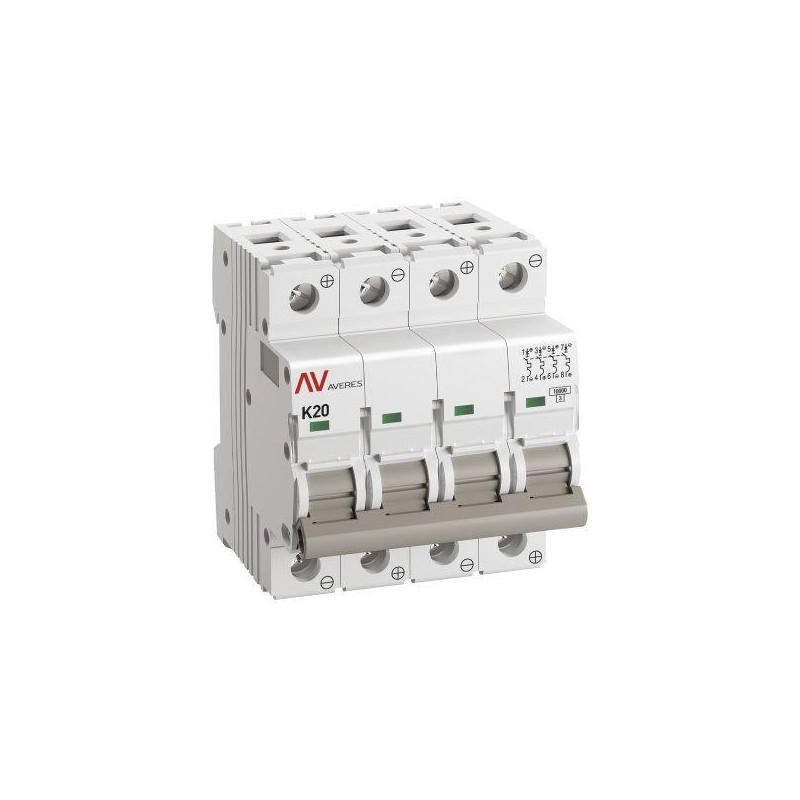 Выключатель автоматический модульный 4п K 20А 10кА AV-10 DC AVERES EKF mcb10-DC-4-20K-av Выключатель автоматический модульный 4п K 20А 10кА AV-10 DC AVERES EKF mcb10-DC-4-20K-av