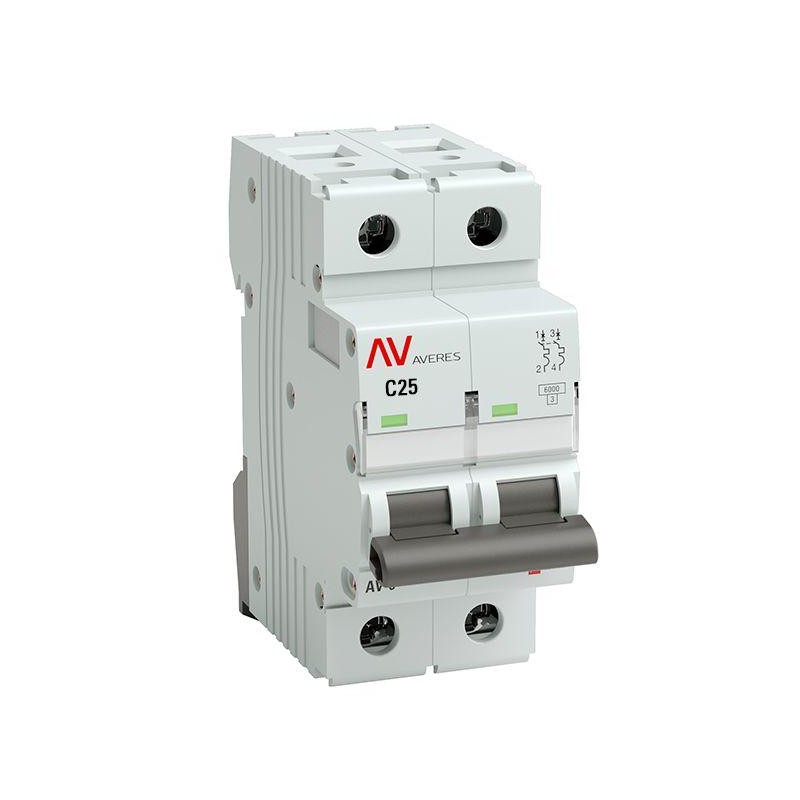 Выключатель автоматический модульный 2п C 25А 6кА AV-6 AVERES EKF mcb6-2-25C-av Выключатель автоматический модульный 2п C 25А 6кА AV-6 AVERES EKF mcb6-2-25C-av