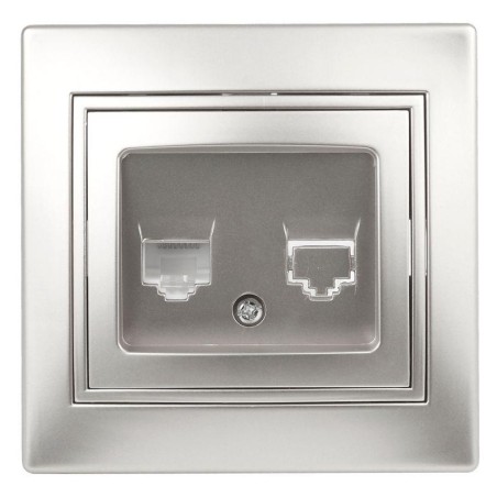 Розетка компьютерная СП Plano 1-303-03 RJ45 IP20 алюм. Intro Б0030086