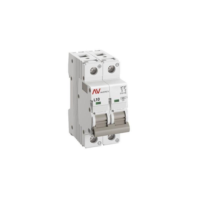 Выключатель автоматический модульный 2п L 10А 6кА AV-6 DC AVERES EKF mcb6-DC-2-10L-av