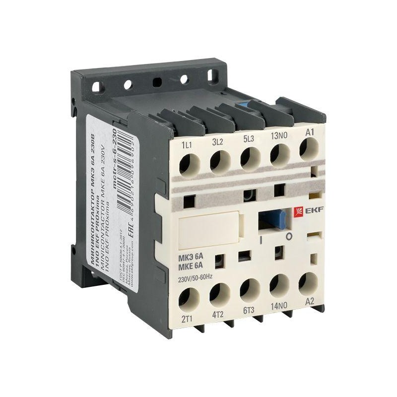Мини-контактор МКЭ 6А кат. 230В AC 1НО PROxima EKF Mctr-s-6-230