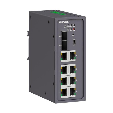 Коммутатор промышленный управляемый 2х100Base-X 1000Base-X 10/100/1000Base-T(X) SFP слота: 8х10/100Base-T(X) портов RJ45 консоль