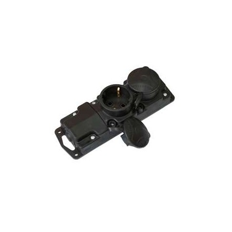 Колодка 2-м 16А IP44 250В с заземл. каучук черн. Bylectrica Р16-415