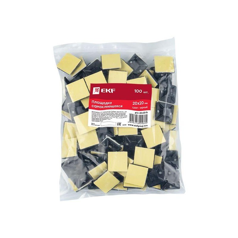 Площадка самоклеящаяся 20х20мм черн. (уп.100шт) EKF plc-20x20-b