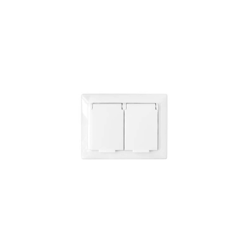 Розетка 2-м СП 16А IP44 с заземл. защ. шторки с крышкой бел. Bylectrica РС16-400