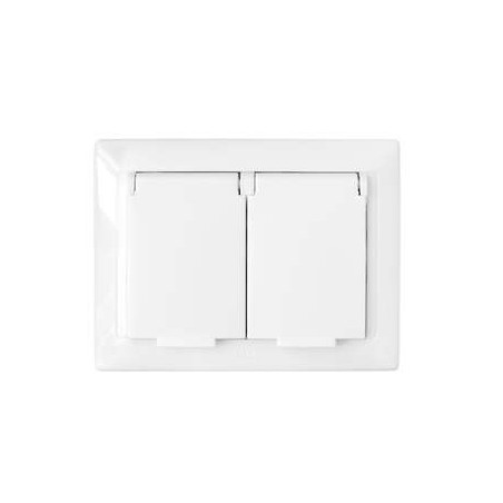 Розетка 2-м СП 16А IP44 с заземл. защ. шторки с крышкой бел. Bylectrica РС16-400