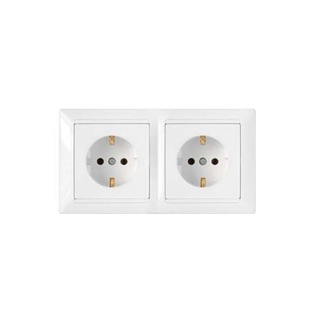 Розетка 2-м СП 16А IP20 с заземл. бел. Bylectrica РС16-355