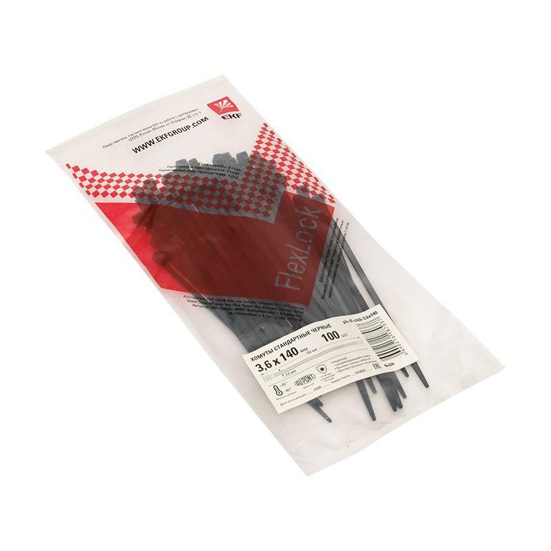 Хомут P6.6 3.6х140 FlexLock стандартный черн. (уп.100шт) PROxima EKF plc-fl-ctsb-3.6x140 Хомут P6.6 3.6х140 FlexLock стандартный черн. (уп.100шт) PROxima EKF plc-fl-ctsb-3.6x140