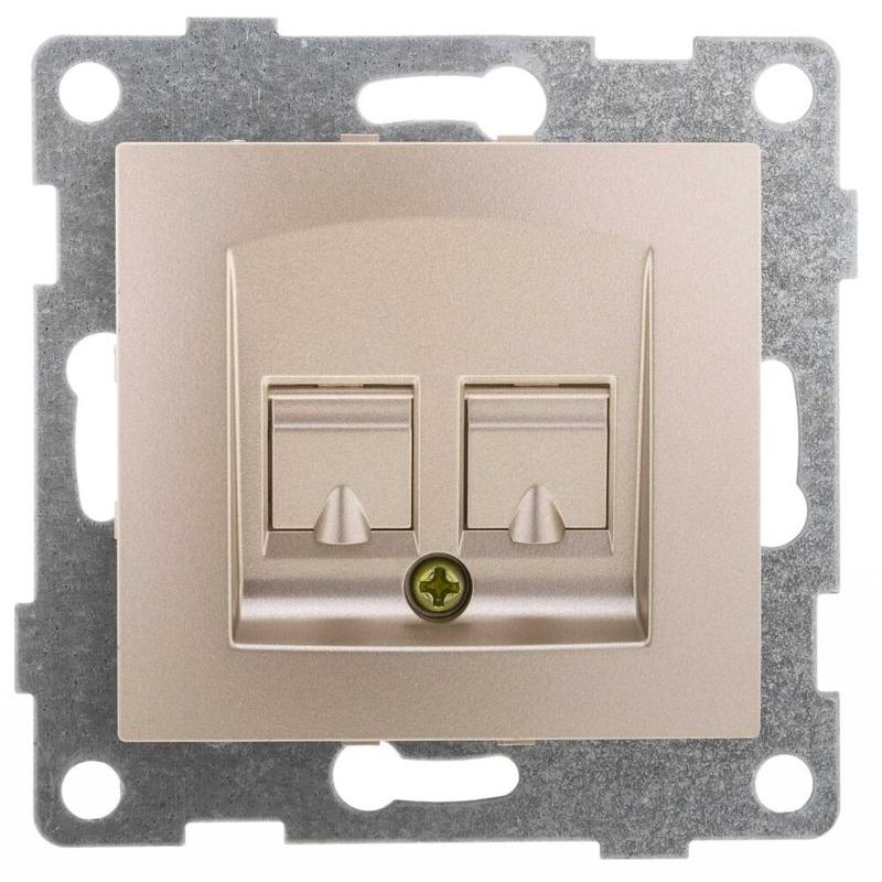 Механизм розетки компьютерной и телефонной RJ45 RJ12 СП Ugra шампань GUSI С11КТ-027 Механизм розетки компьютерной и телефонной RJ45 RJ12 СП Ugra шампань GUSI С11КТ-027
